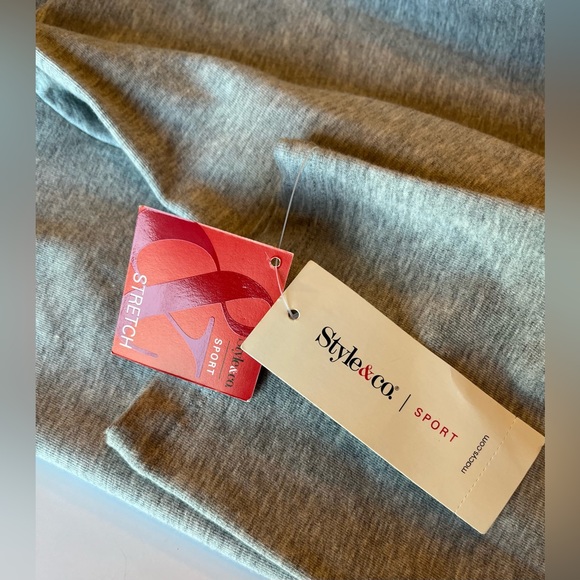 STYLE & Co. SPORT Lightweight Jacket Textured Lite Grey Pockets White Trim - Picture 3 of 12